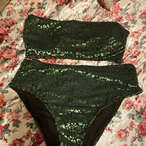 Green Leopard Print Bikini Set